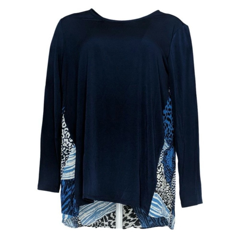 Susan Graver Women's Top Sz 2X  Printed Blue